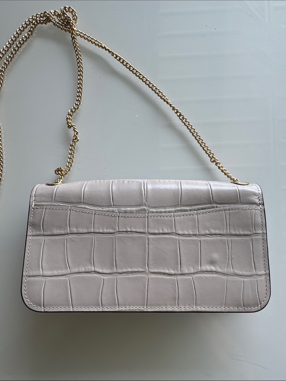 Coach Morgan Croc-Embossed Leather Chain Shoulder Bag in Light Gray - Picture 4 of 13